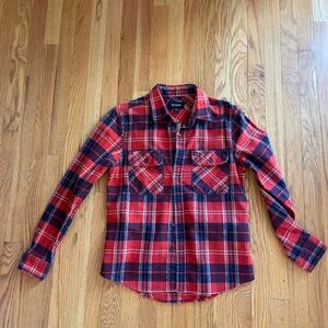 Never Worn Brixton Red and Navy Plaid Flannel Shirt